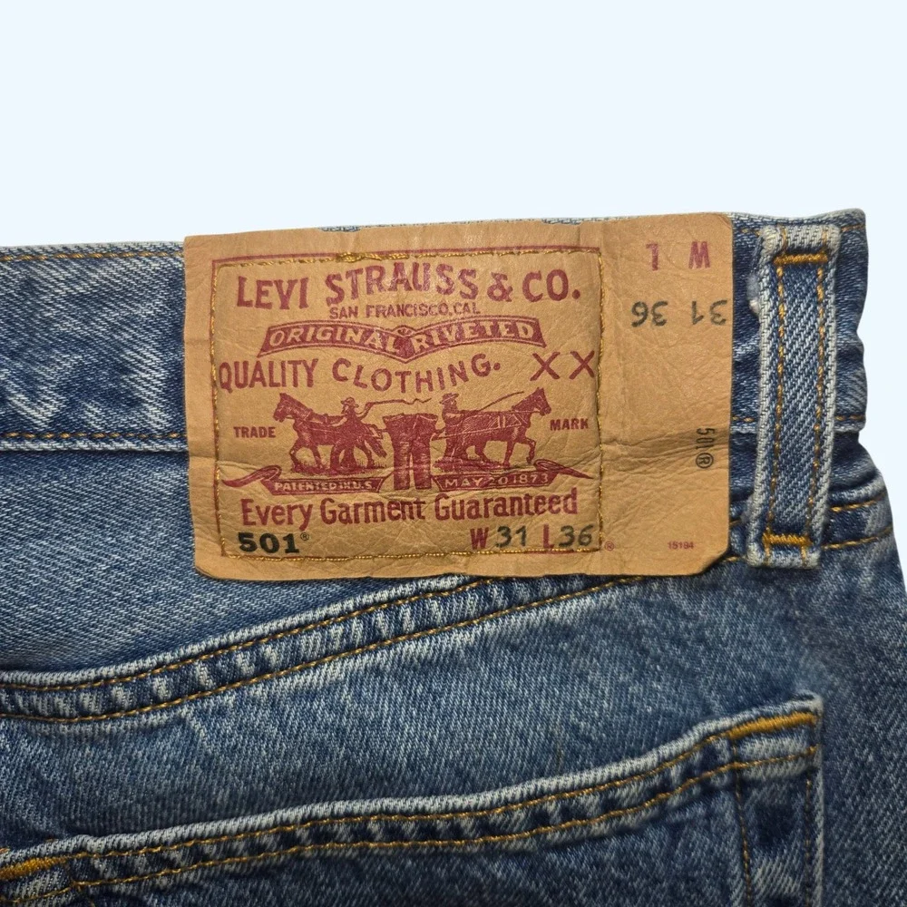 Levis 501 Vintage Made in France Blue Denim Straight Leg Jeans Mens 31x36 90s